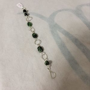 🇨🇦Artisan Circle Bracelet Sterling silver With Green Stones